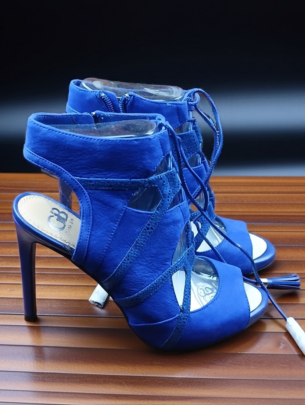 GIANNI BINI Violet Purple Strappy Lace Up Open Toe Cutout Heel Size 8.5M
